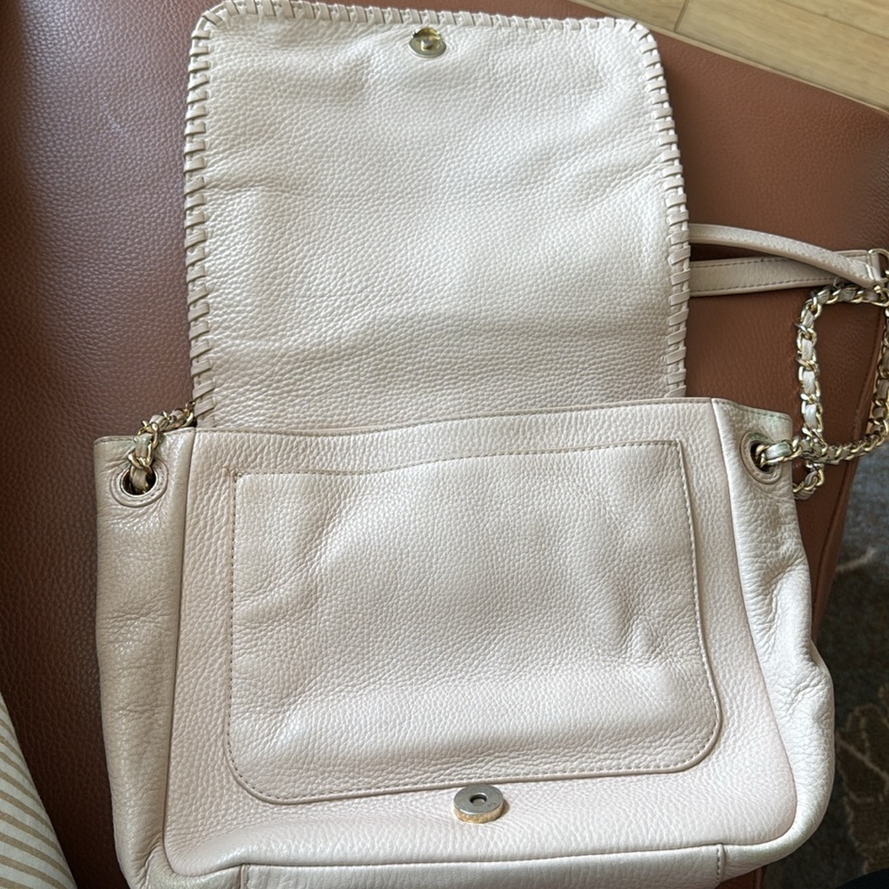 Tory Burch Tan Leather Shoulder Bag， naked pink - Picture 5 of 7